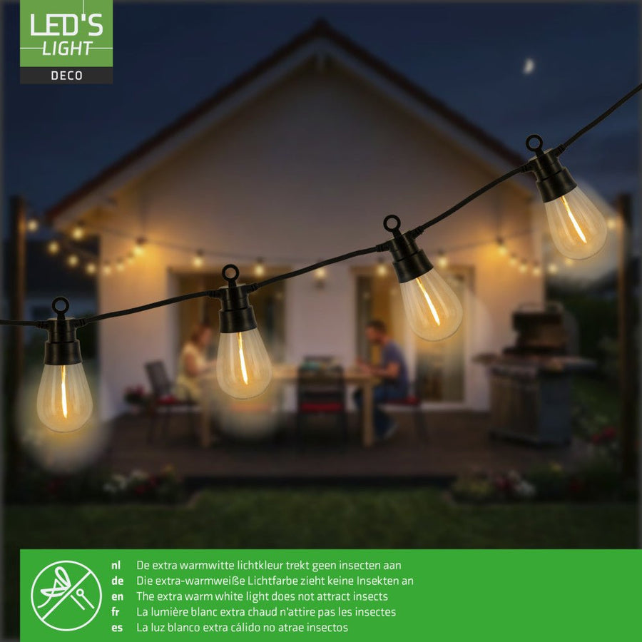 LED Lichterkette Light Deco Hybrid für Außen – 35lm 1800K – IP44 – 6,5 Meter lang - lidstore.shop