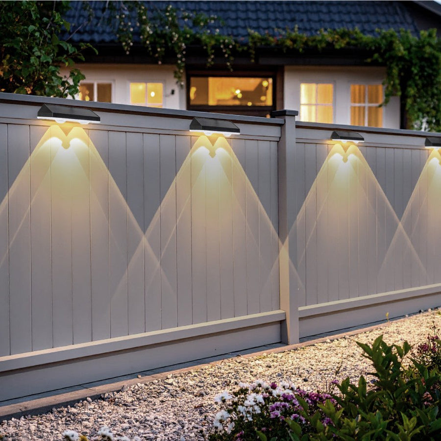 LED-Solar-Außenleuchte mit Dekolicht – Zaunbeleuchtung – 2 Stück - lidstore.shop
