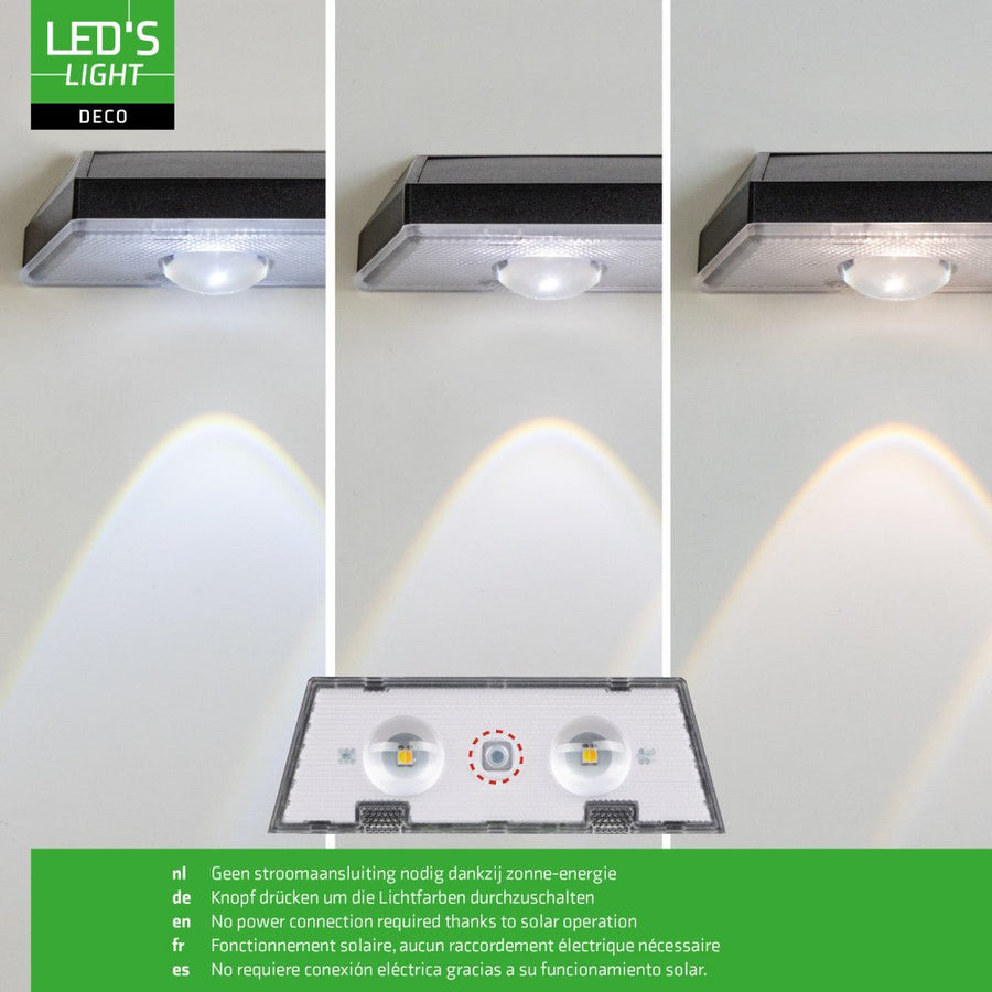 LED-Solar-Außenleuchte mit Dekolicht – Zaunbeleuchtung – 2 Stück - lidstore.shop