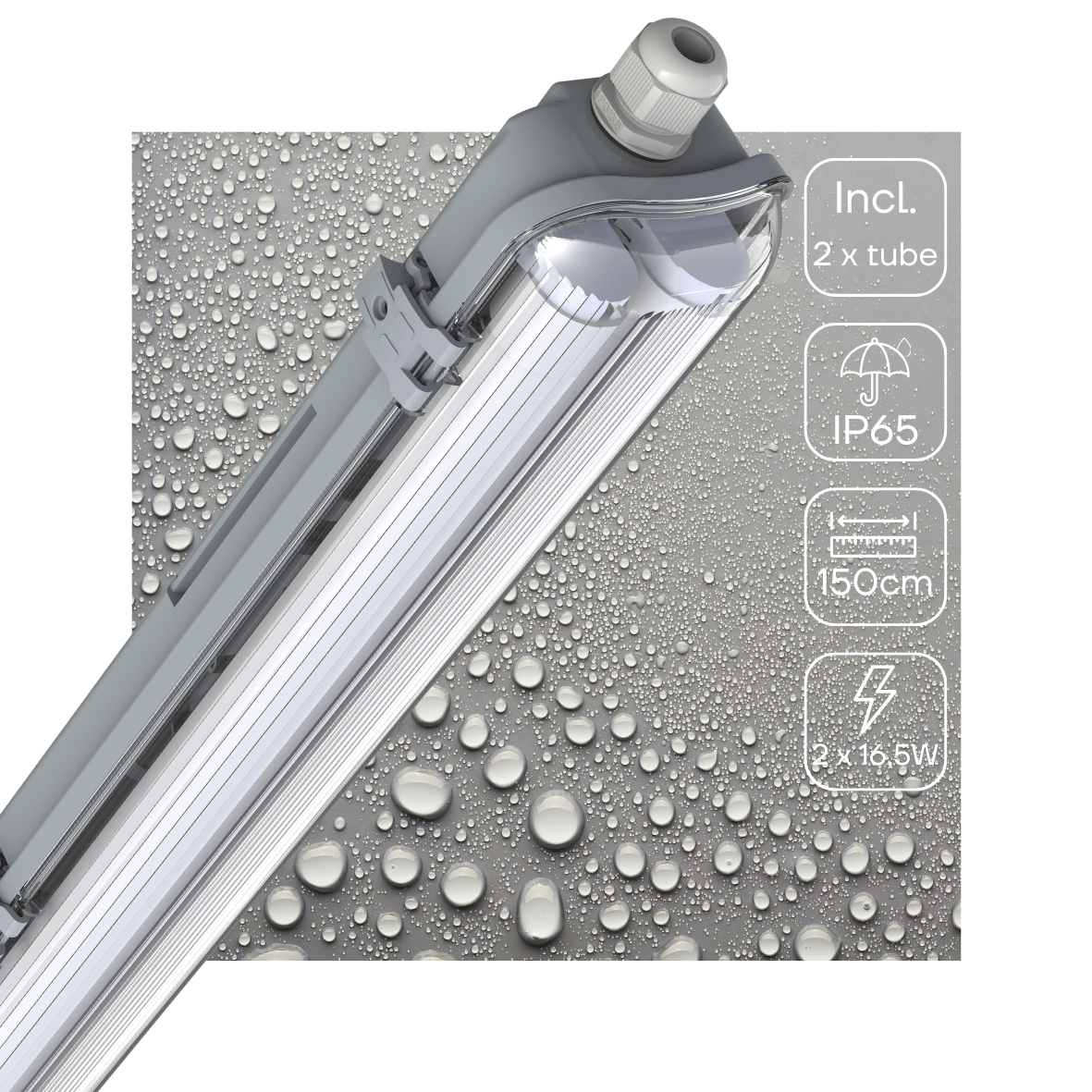 LED's Light Dubbele LED TL lamp 150 cm - compleet met LED buizen - Binnen en buiten - 6120 lm - 2x16.5W - 4000K - 185lm/w - Energielabel B TL verlichting LED.nl