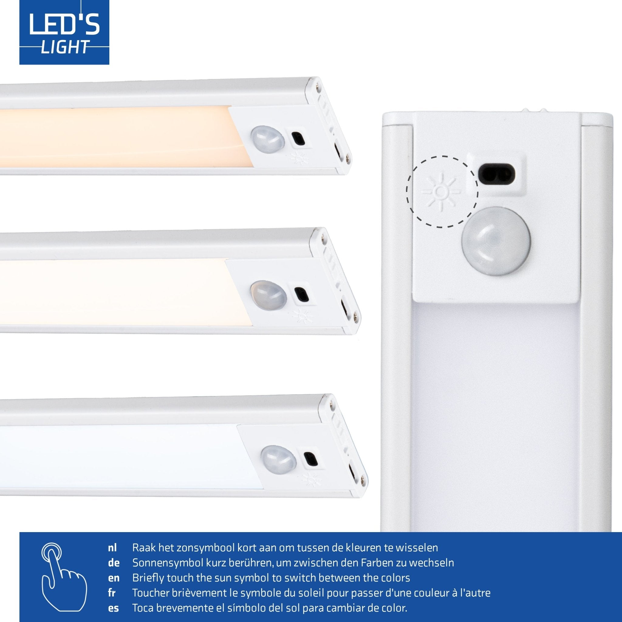 LED's Light Kastverlichting met sensor 80 cm - Oplaadbaar en draadloos - zwaai- en bewegingssensor - wit Kastverlichting LED.nl