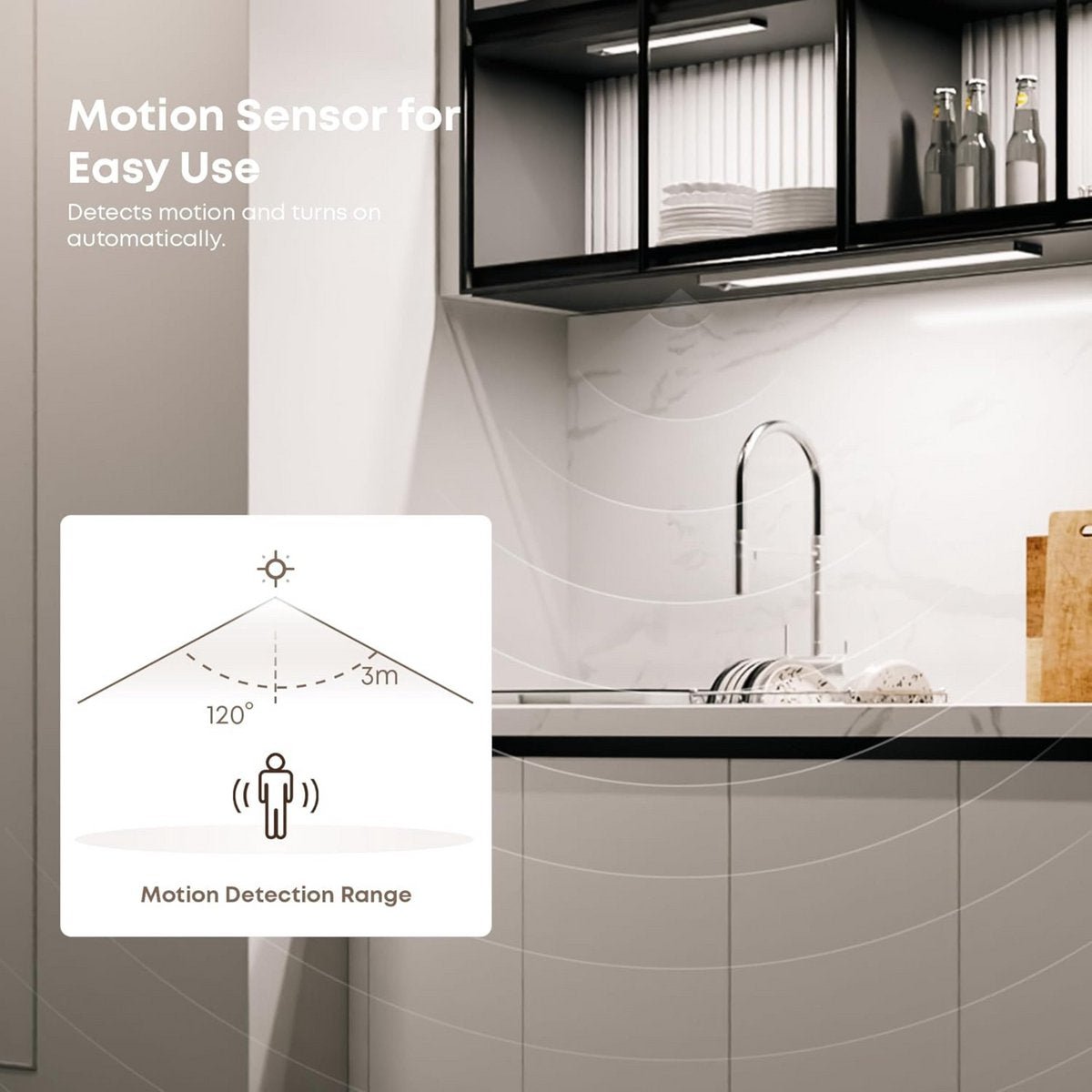 LED's Light Kastverlichting met sensor 60 cm - Oplaadbaar en draadloos - zwaai- en bewegingssensor - wit Kastverlichting LED.nl