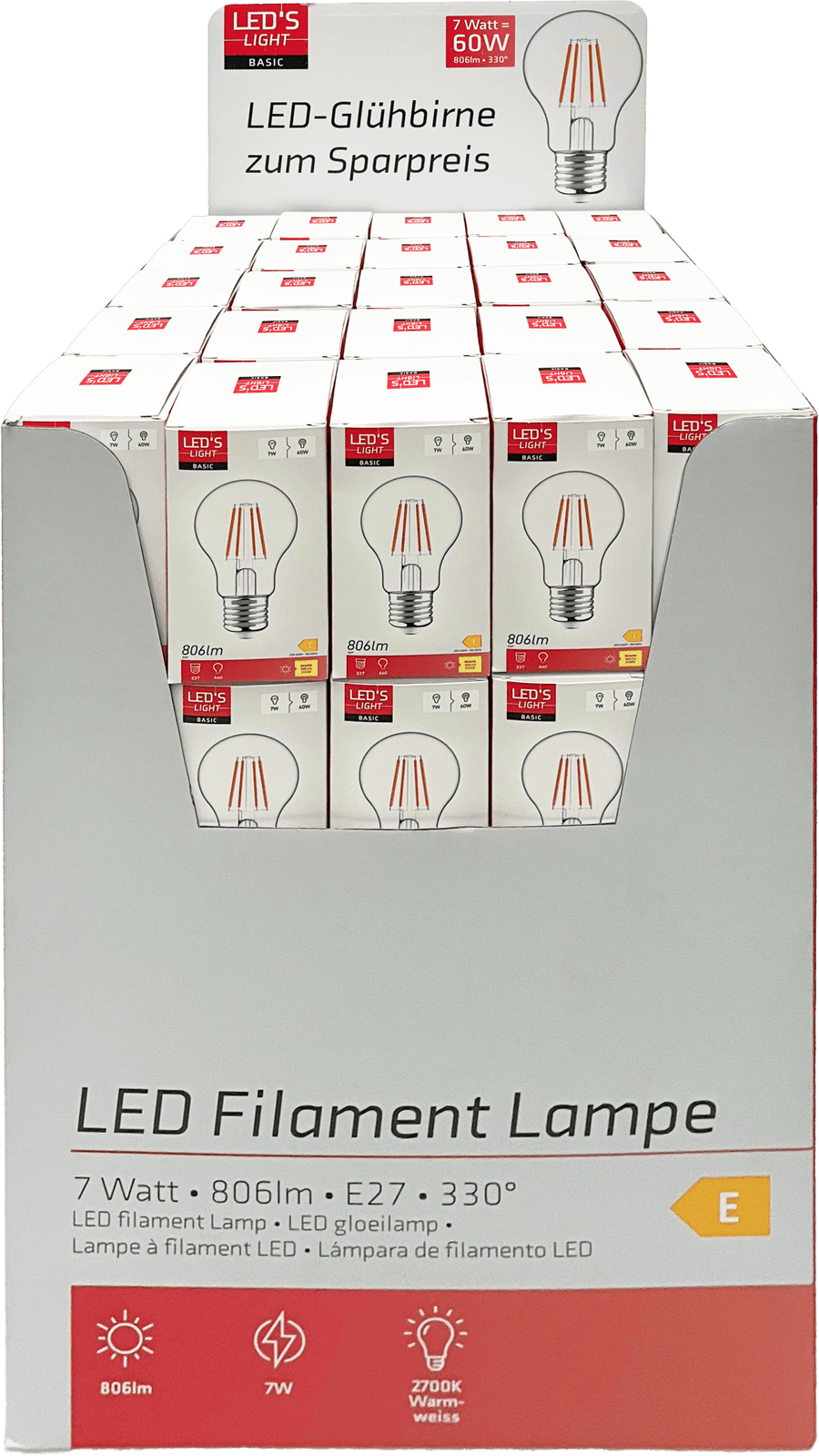 LED's Light LED-Lampe E27 - Standardmodell-Glühbirne - 7W ersetzt 60W - Transparentes Glas - lidstore.shop