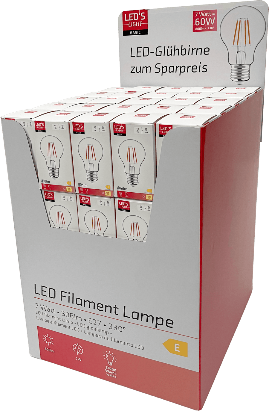 LED's Light LED-Lampe E27 - Standardmodell-Glühbirne - 7W ersetzt 60W - Transparentes Glas - lidstore.shop