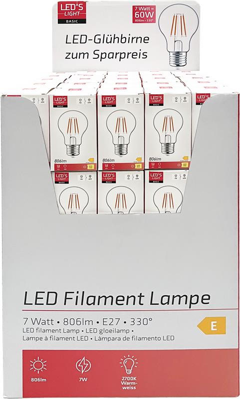 LED's Light LED-Lampe E27 - Standardmodell-Glühbirne - 7W ersetzt 60W - Transparentes Glas - lidstore.shop