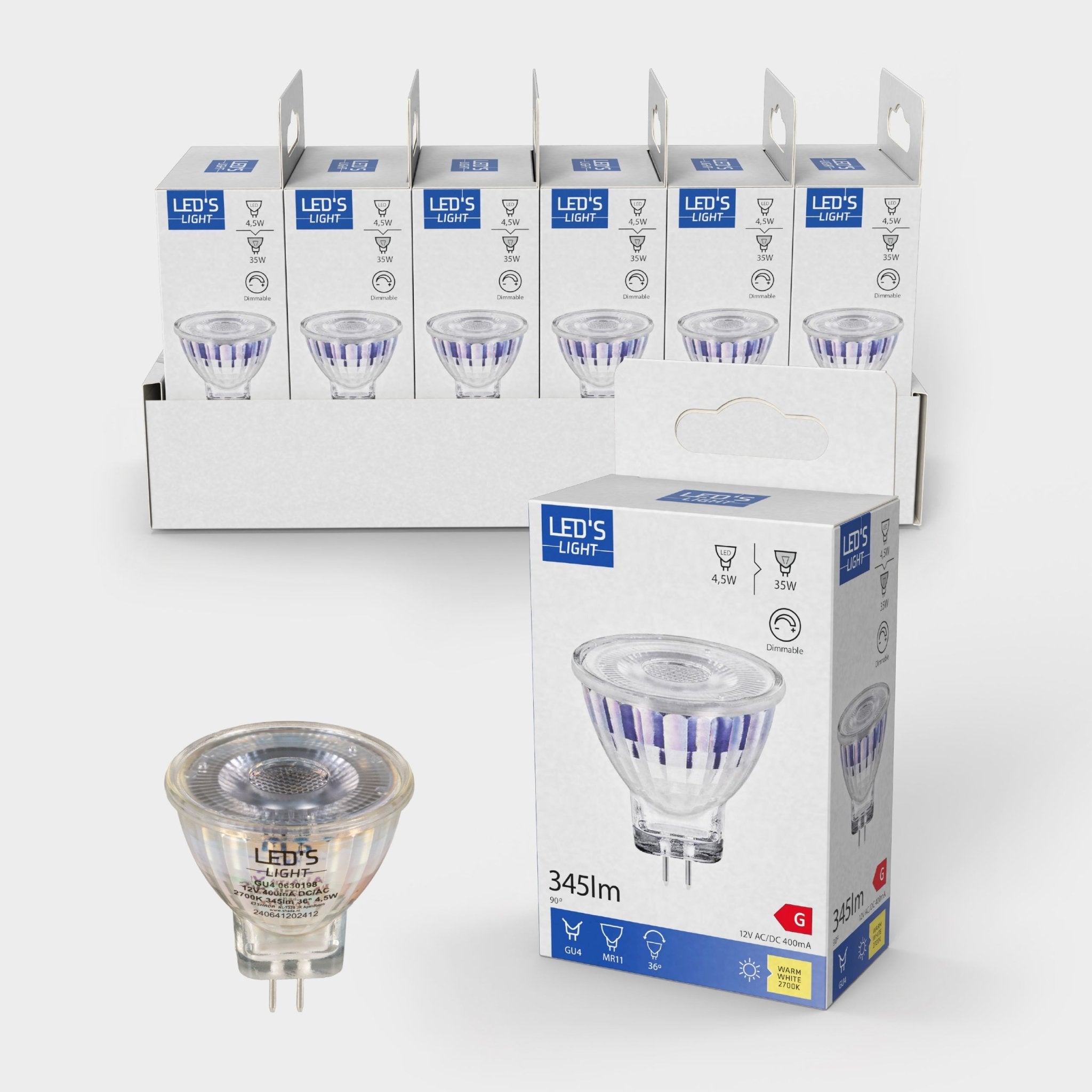 LED's Light LED Lamp met GU4 fitting - 12V - MR11 - Warm wit licht - 4W vervangt 35W Spotjes LED.nl