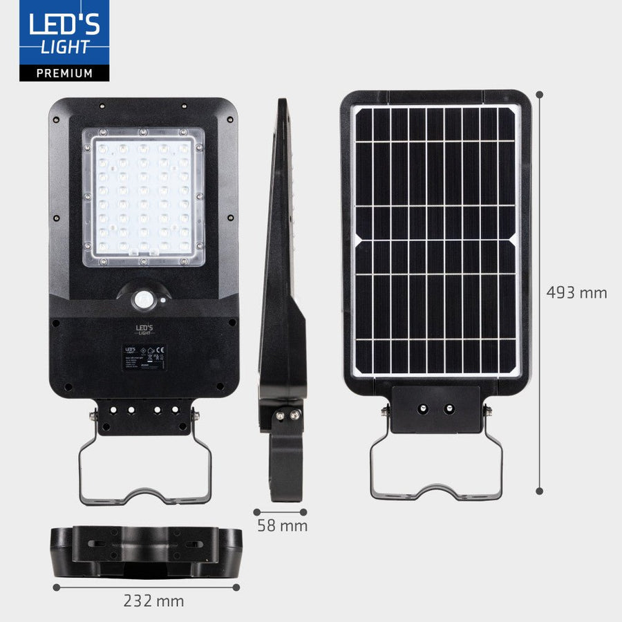 LED-Solar-Außenstraßenbeleuchtung, Laternenmast, 3000 lm, 4000 K – Schwarz - lidstore.shop