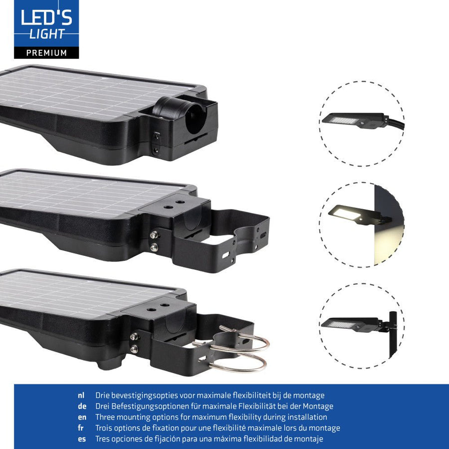 LED-Solar-Außenstraßenbeleuchtung, Laternenmast, 3000 lm, 4000 K – Schwarz - lidstore.shop