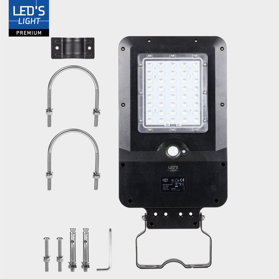 LED-Solar-Außenstraßenbeleuchtung, Laternenmast, 3000 lm, 4000 K – Schwarz - lidstore.shop