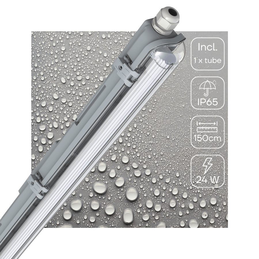 Proventa LED TL fixture with lamp 150 cm - Cold white light 6500 K - Waterproof - Complete set - LED.nl
