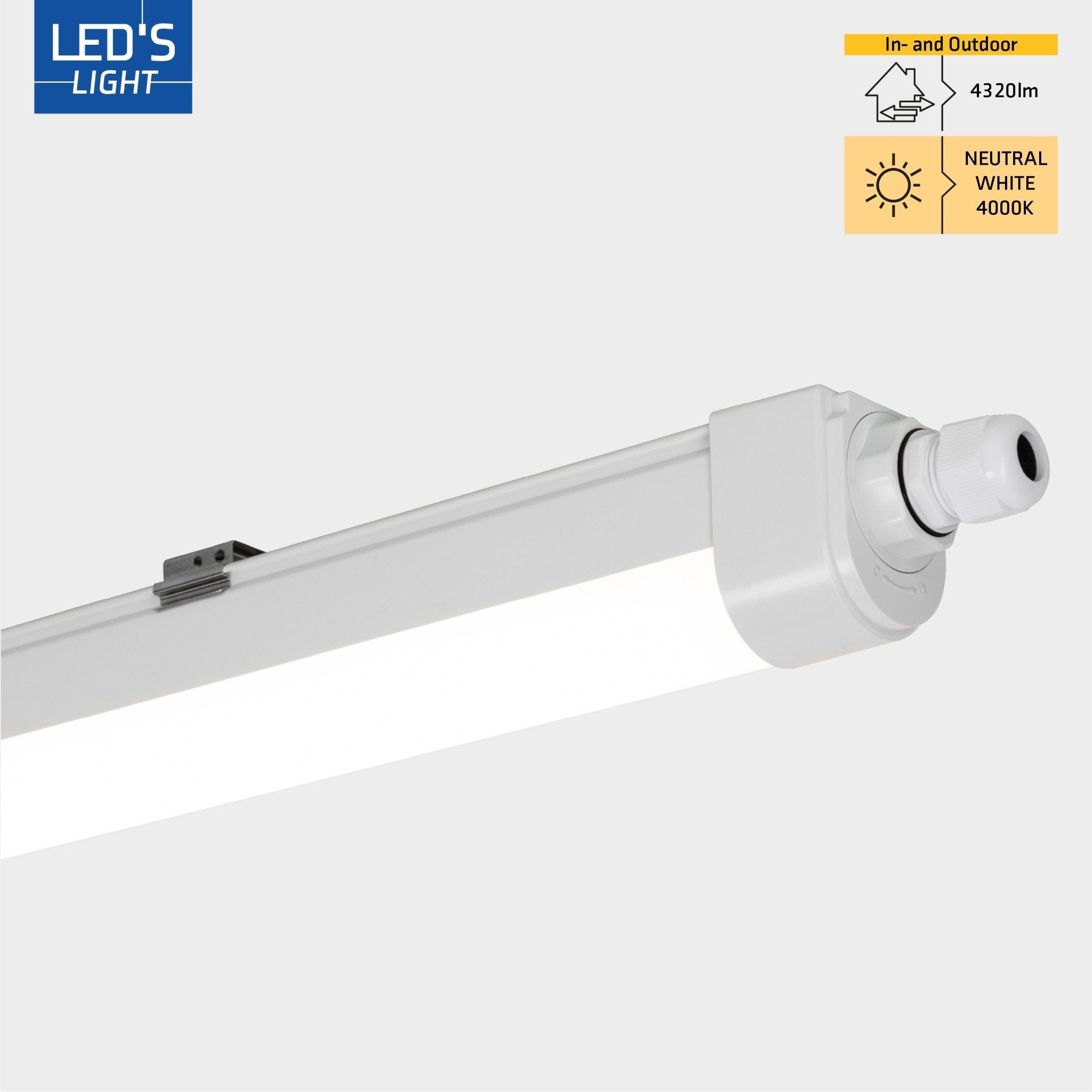 2 PACK - LED's Light LED TL lamp compleet 120 cm - Koppelbaar tot 10 lampen - Waterdicht - IP65 TL verlichting LED.nl
