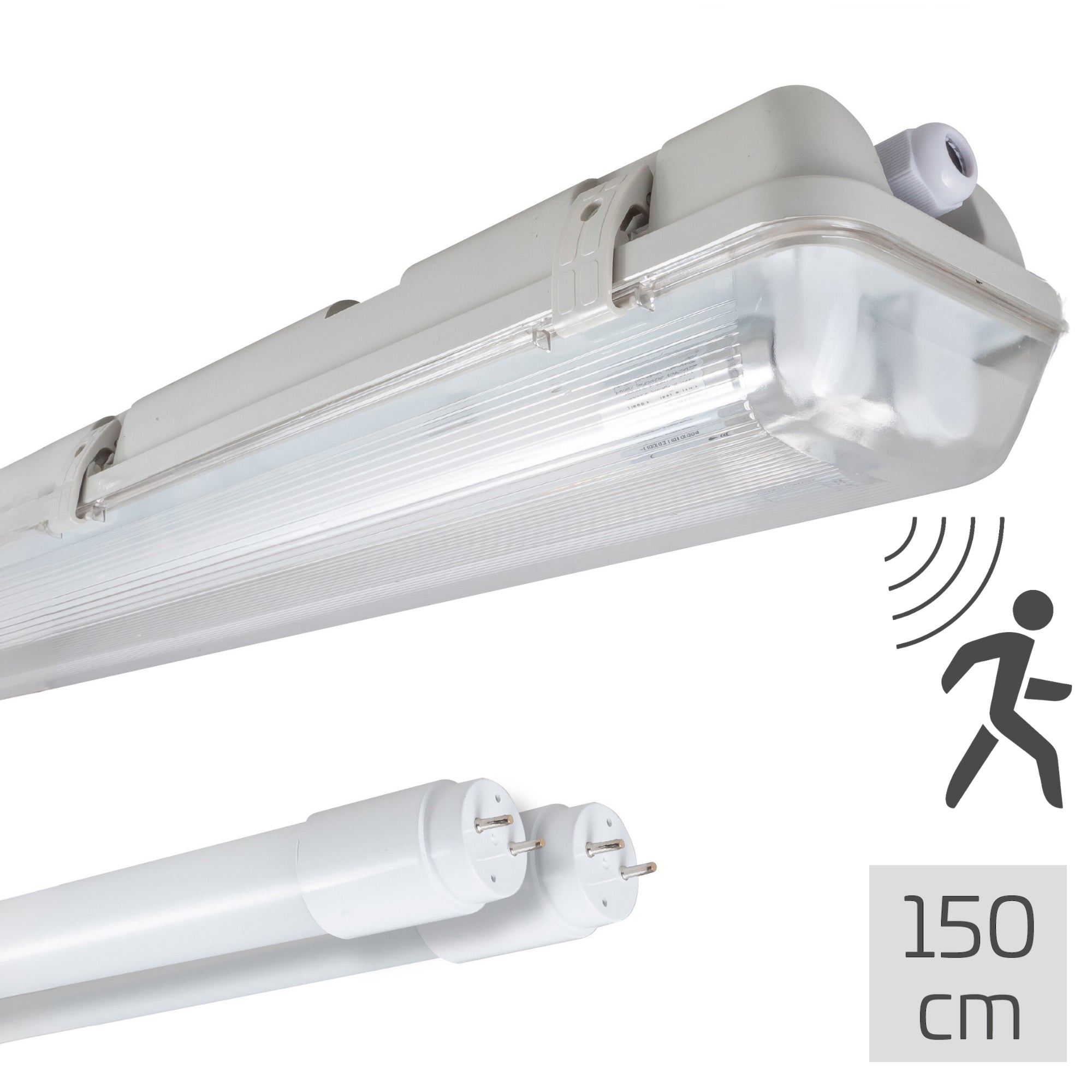 LED's Light LED TL Armatuur licht balk met sensor - incl Dubbele buis 2x14W 120cm 4000K Bewegingssensor en nachtsensor - Waterdicht - 150lm/w TL verlichting LED.nl