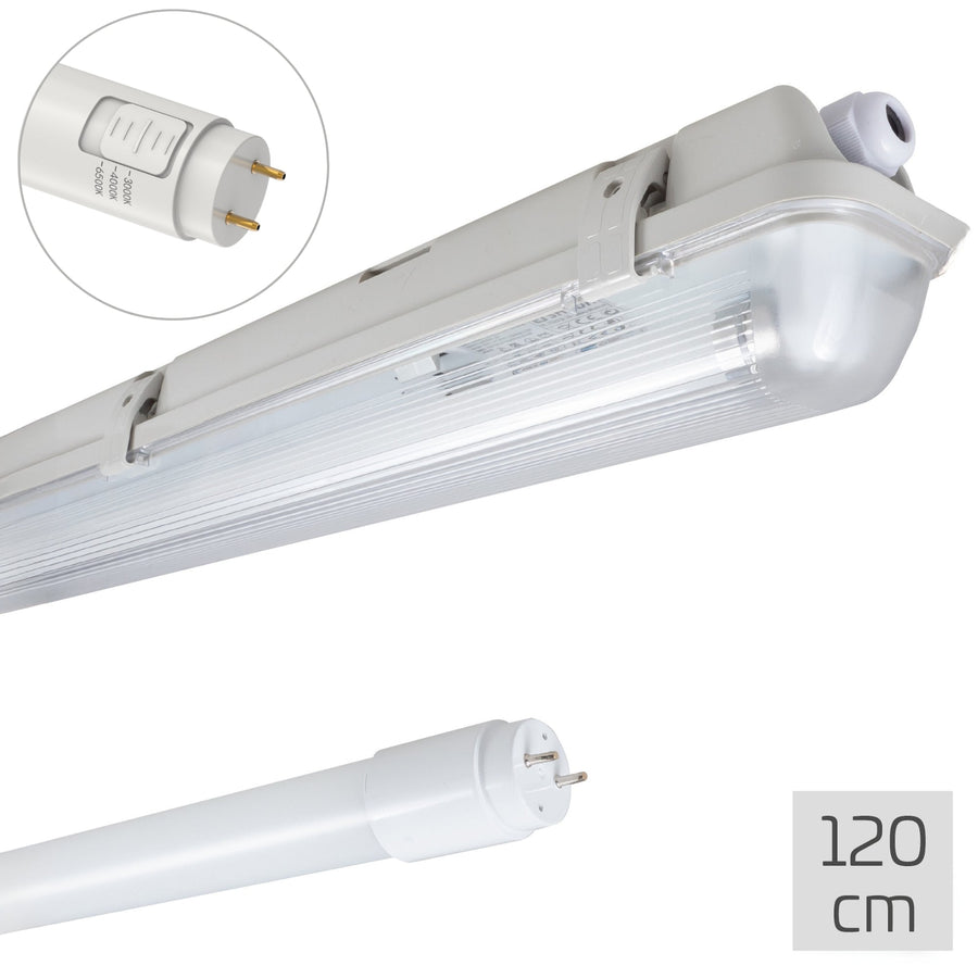 LED-Licht LED-TL-Beleuchtung komplett mit LED-TL-Röhre 120 cm - 3 Lichtfarben - 18 W (36 W) - lidstore.shop