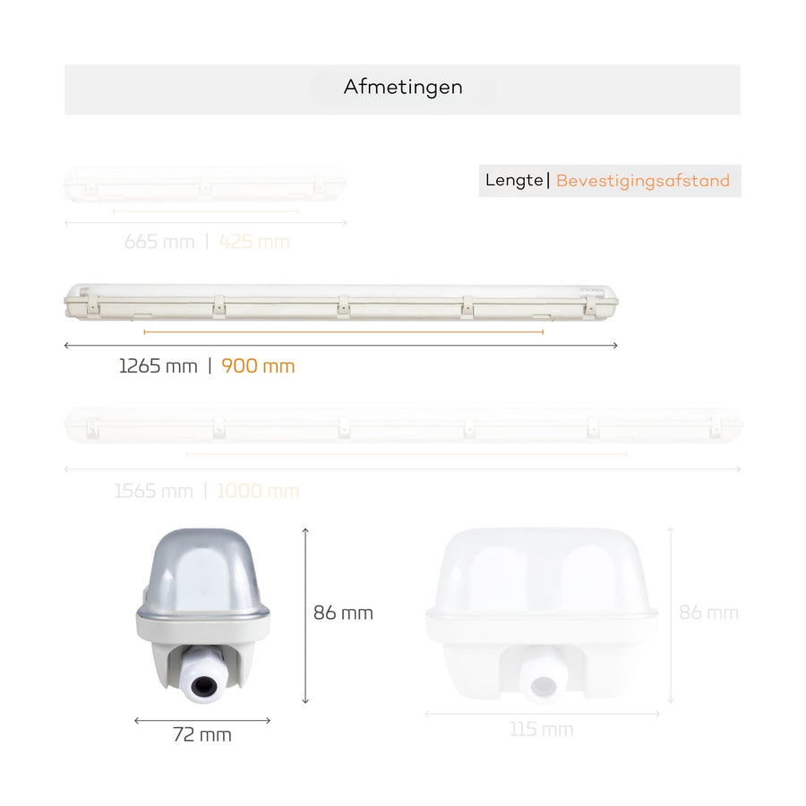 LED-Licht LED-TL-Beleuchtung komplett mit LED-TL-Röhre 120 cm - 3 Lichtfarben - 18 W (36 W) - lidstore.shop