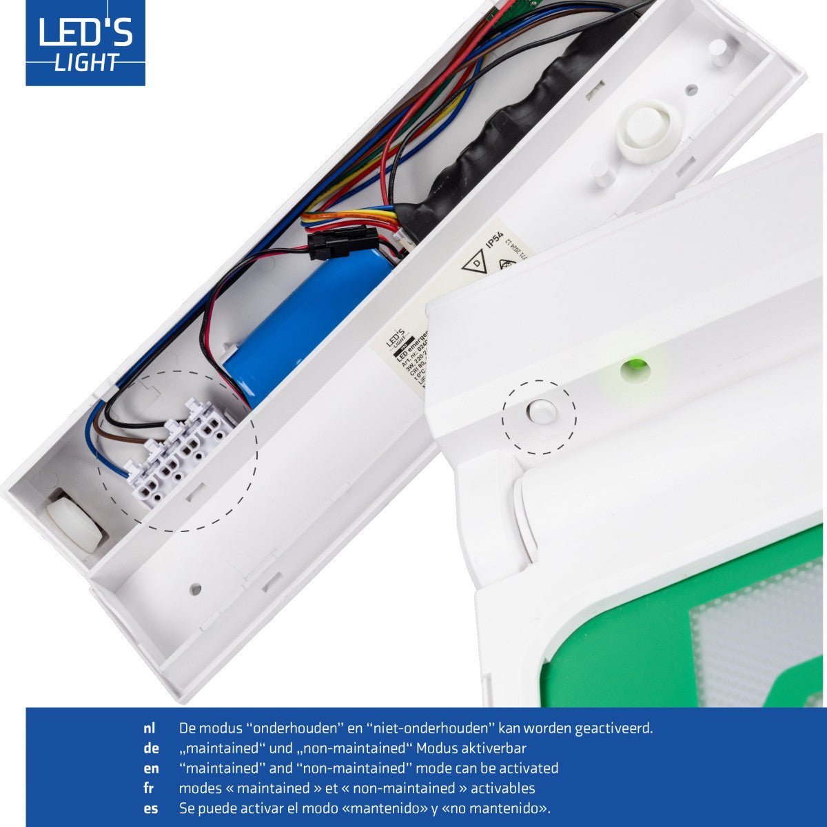 LED's Light - Noodverlichting - Nooduitgang bord met verlichting op accu - 8 uur noodfunctie - IP54 - Pijl draaibaar LED.nl