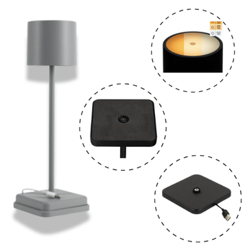 TouchDim Rechargeable LED Table Lamp - Dimmable by touch - Indoor and outdoor - Gray - LED.nl