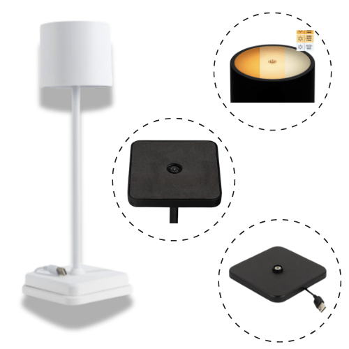 Wiederaufladbare LED-Tischleuchte – Dimmbar per Berührung – Für den Innen- und Außenbereich – Weiß - lidstore.shop
