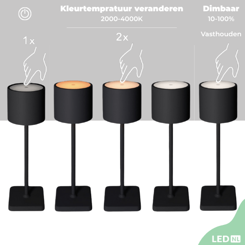 Wiederaufladbare LED-Tischleuchte – Dimmbar per Berührung – Für den Innen- und Außenbereich – Weiß - lidstore.shop