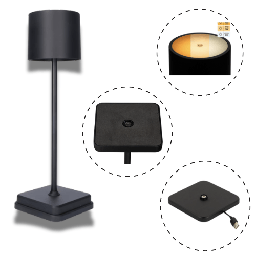 TouchDim Rechargeable LED Table Lamp - Dimmable by touch - Indoor and outdoor - Black - LED.nl