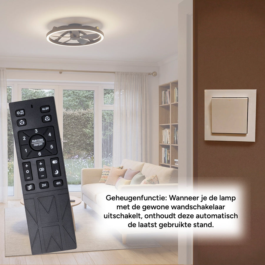 lidstore.shopckenventilator mit Lampe, Schwarz, 61,3 cm – 27 W – 2500 lm – Einstellbare Farbtemperatur – Dimmbar – Inkl. Fernbedienung - lidstore.shop