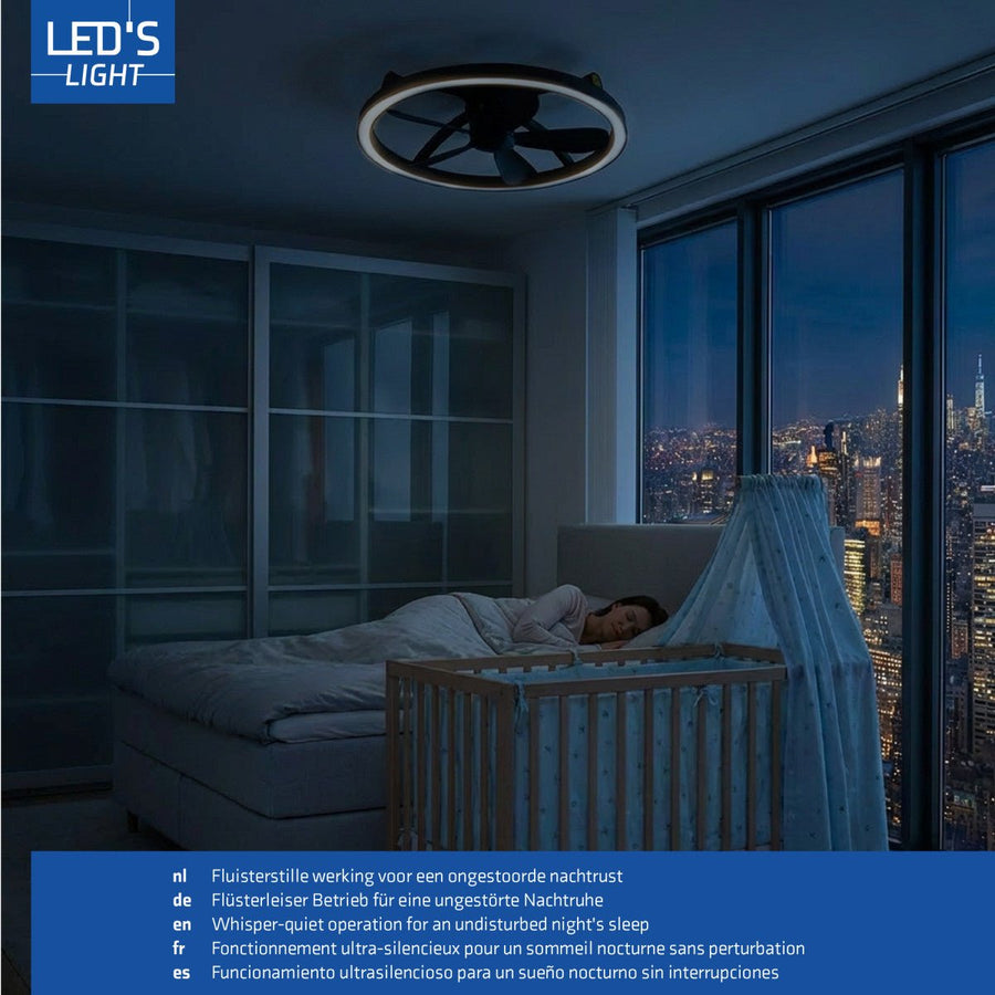 lidstore.shopckenventilator mit Lampe, Schwarz, 61,3 cm – 27 W – 2500 lm – Einstellbare Farbtemperatur – Dimmbar – Inkl. Fernbedienung - lidstore.shop