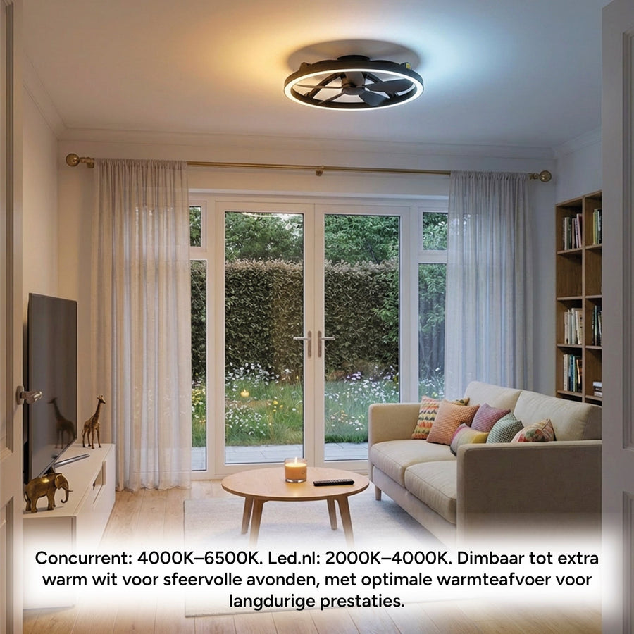 lidstore.shopckenventilator mit Lampe, Schwarz, 61,3 cm – 27 W – 2500 lm – Einstellbare Farbtemperatur – Dimmbar – Inkl. Fernbedienung - lidstore.shop
