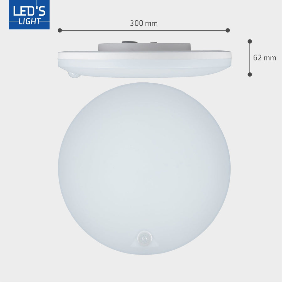 LED's Licht Deckenleuchte mit Bewegungsmelder und Dämmerungssensor - 6-stufig dimmbar - IP54 - 30 cm - lidstore.shop