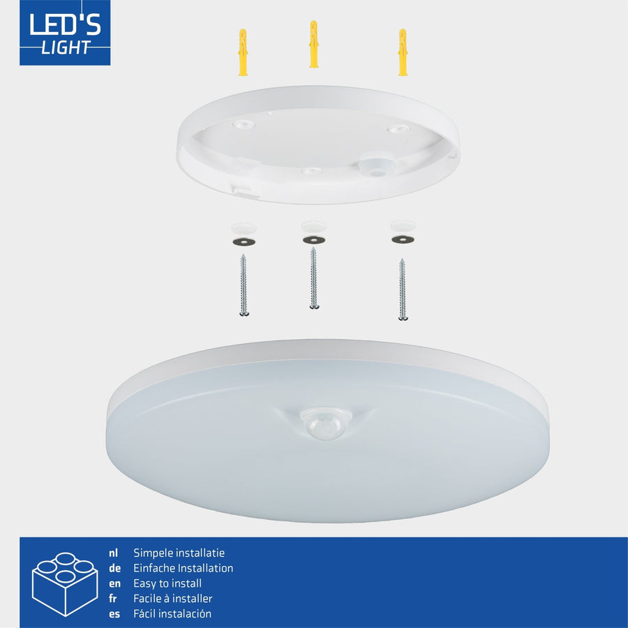 LED's Licht Deckenleuchte mit Bewegungsmelder und Dämmerungssensor - 6-stufig dimmbar - IP54 - 30 cm - lidstore.shop