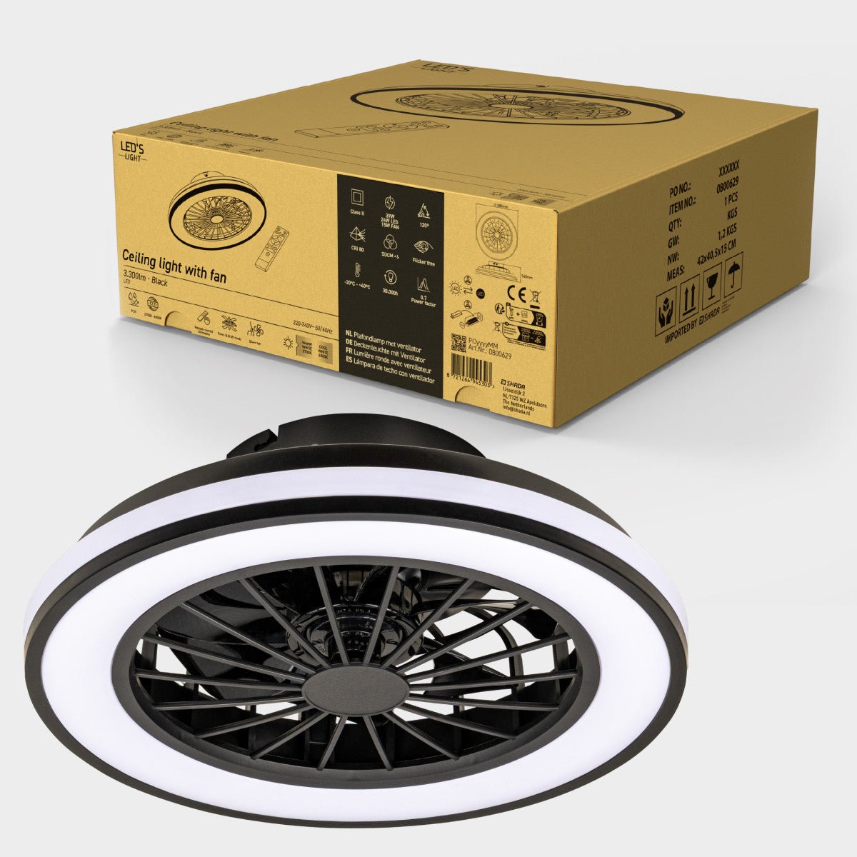 LED's Light Plafondlamp met ventilator - 39W 3300lm 2700K/6500K Plafondventilatoren LED.nl