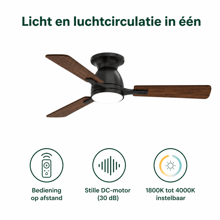 LED's Light Deckenventilator mit Lampe 106cm 2in1 Holz/Schwarz  53W 2200lm 1800K/4000K - lidstore.shop
