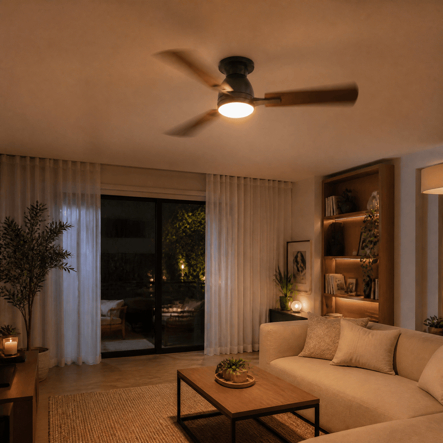 LED's Light Deckenventilator mit Lampe 106cm 2in1 Holz/Schwarz  53W 2200lm 1800K/4000K - lidstore.shop