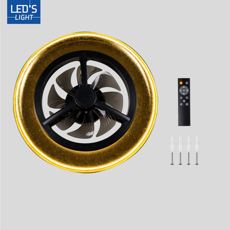 lidstore.shopckenventilator mit Lampe, goldfarben mit schwarzem Hintergrund, 55 W, 4300 lm, 1800 K/4000 K, 55 cm - lidstore.shop
