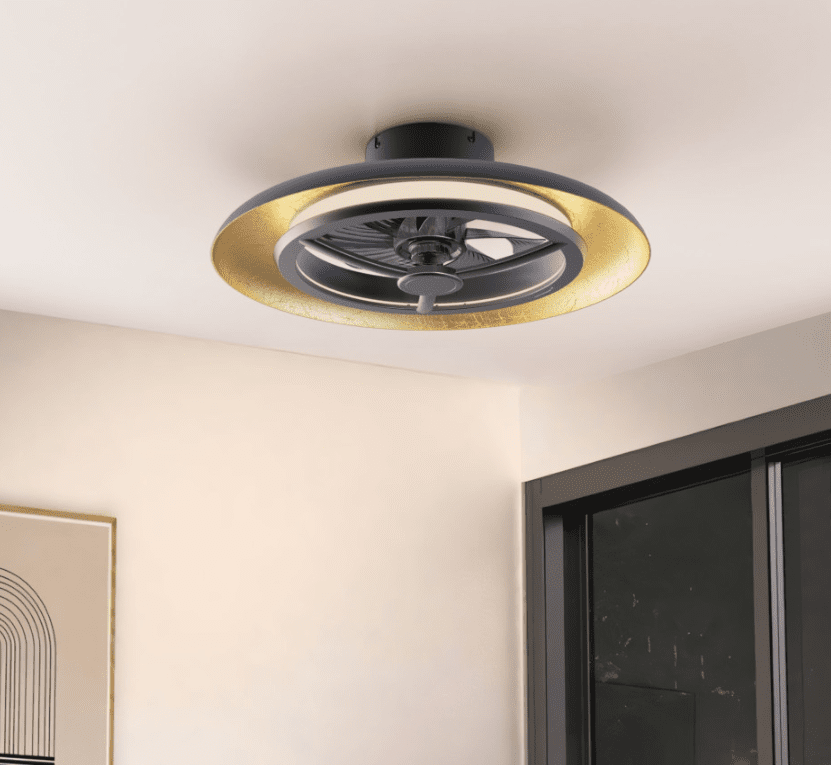 lidstore.shopckenventilator mit Lampe, goldfarben mit schwarzem Hintergrund, 55 W, 4300 lm, 1800 K/4000 K, 55 cm - lidstore.shop