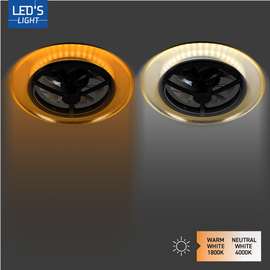 lidstore.shopckenventilator mit Lampe, goldfarben mit schwarzem Hintergrund, 55 W, 4300 lm, 1800 K/4000 K, 55 cm - lidstore.shop