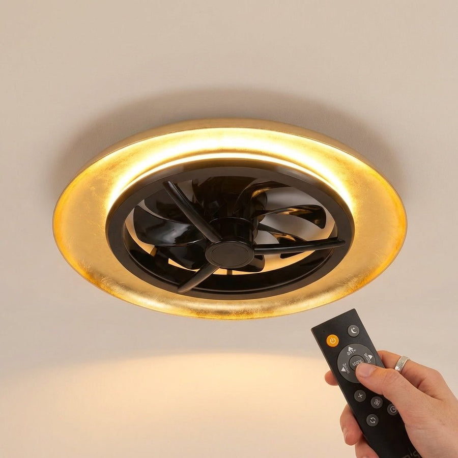 lidstore.shopckenventilator mit Lampe, goldfarben mit schwarzem Hintergrund, 55 W, 4300 lm, 1800 K/4000 K, 55 cm - lidstore.shop