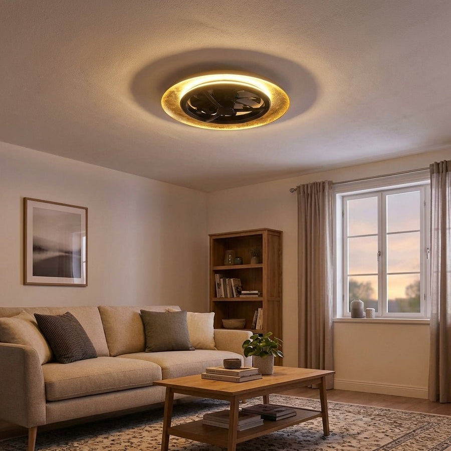 lidstore.shopckenventilator mit Lampe, goldfarben mit schwarzem Hintergrund, 55 W, 4300 lm, 1800 K/4000 K, 55 cm - lidstore.shop