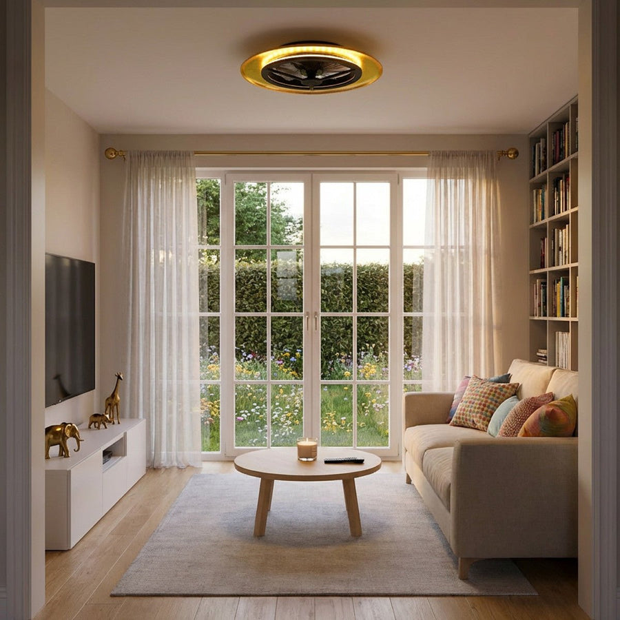 lidstore.shopckenventilator mit Lampe, goldfarben mit schwarzem Hintergrund, 55 W, 4300 lm, 1800 K/4000 K, 55 cm - lidstore.shop