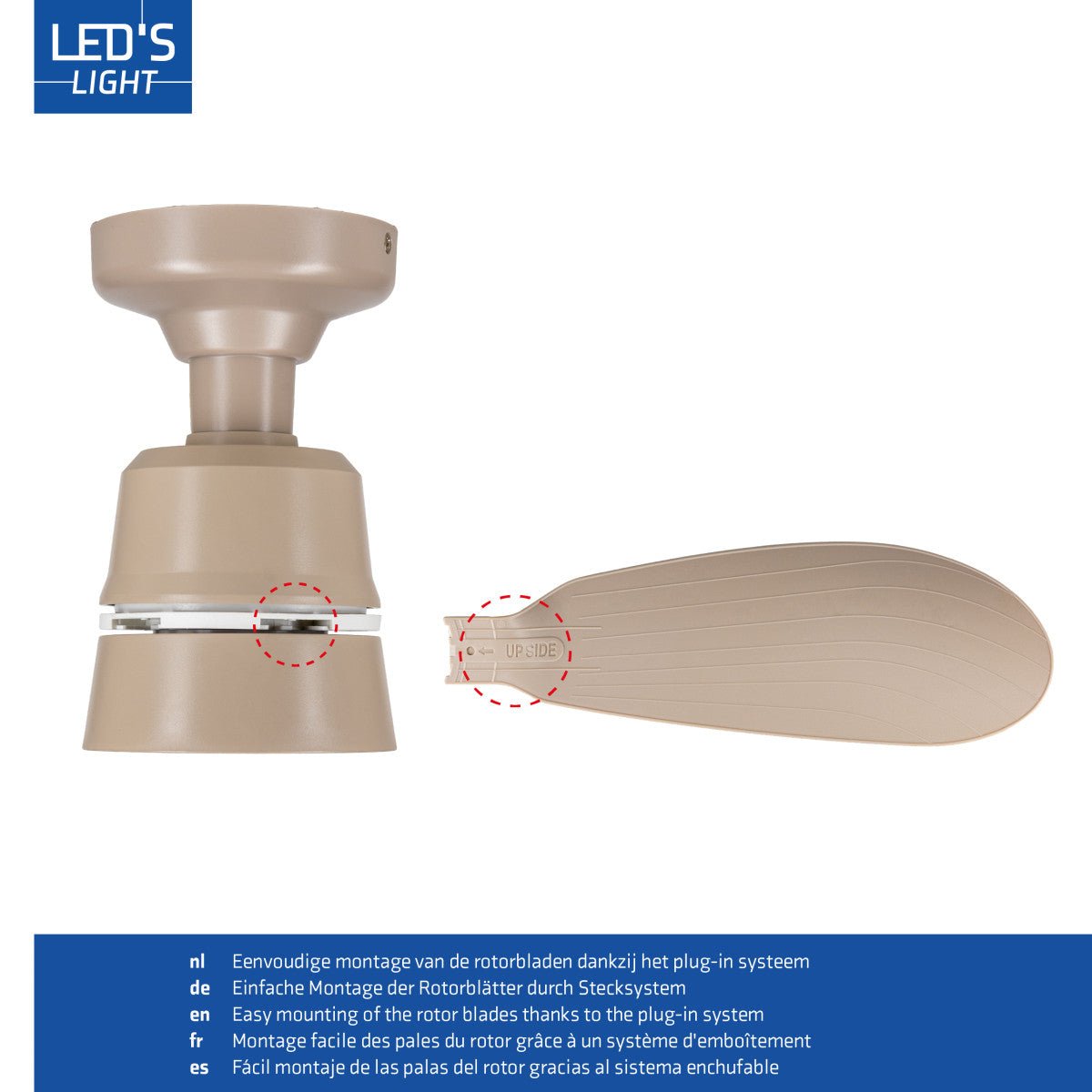 LED's Light Plafondventilator met lamp Taupe 25W 2600lm 2200K/6500K - 53cm Plafondventilatoren LED.nl
