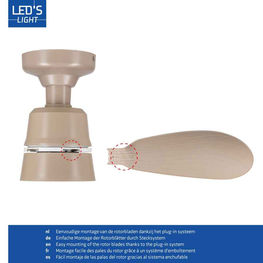 lidstore.shopckenventilator mit Lampe Taupe 25W 2600lm 2200K/6500K - 53cm - lidstore.shop
