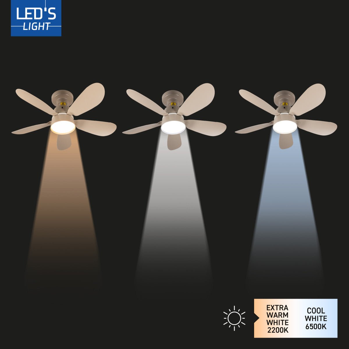 LED's Light Plafondventilator met lamp Taupe 25W 2600lm 2200K/6500K - 53cm Plafondventilatoren LED.nl