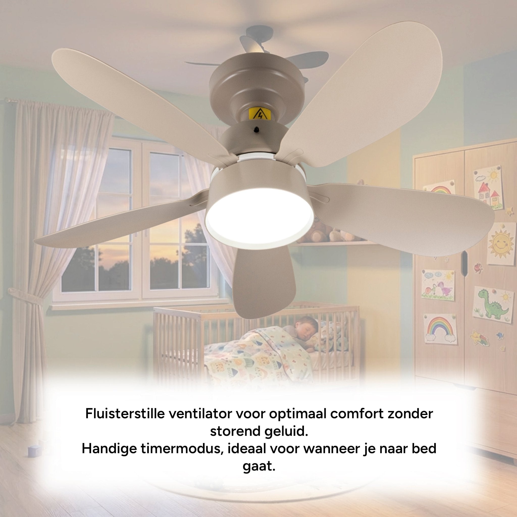 LED's Light Plafondventilator met lamp Taupe 25W 2600lm 2200K/6500K - 53cm Plafondventilatoren LED.nl