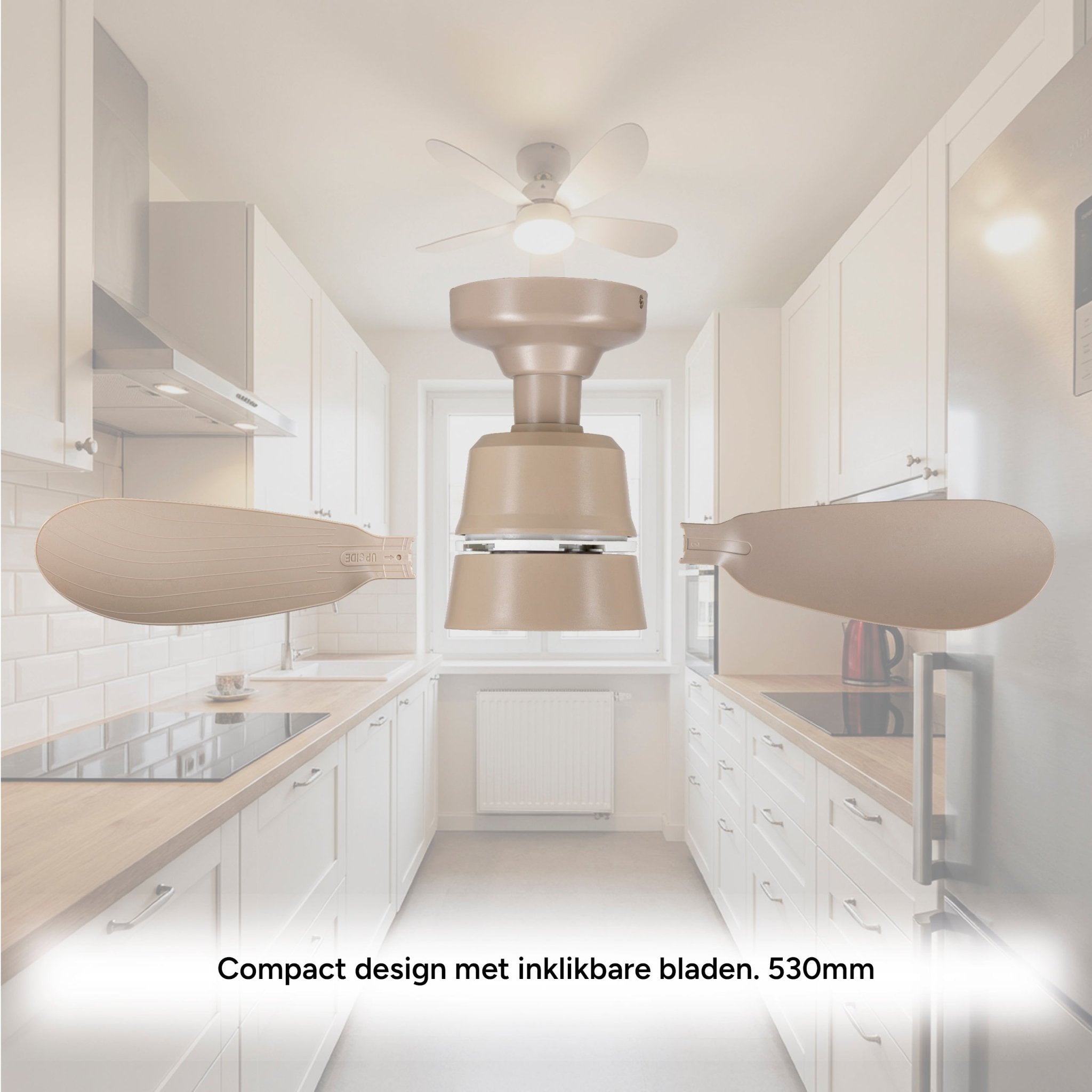 LED's Light Plafondventilator met lamp Taupe 25W 2600lm 2200K/6500K - 53cm Plafondventilatoren LED.nl