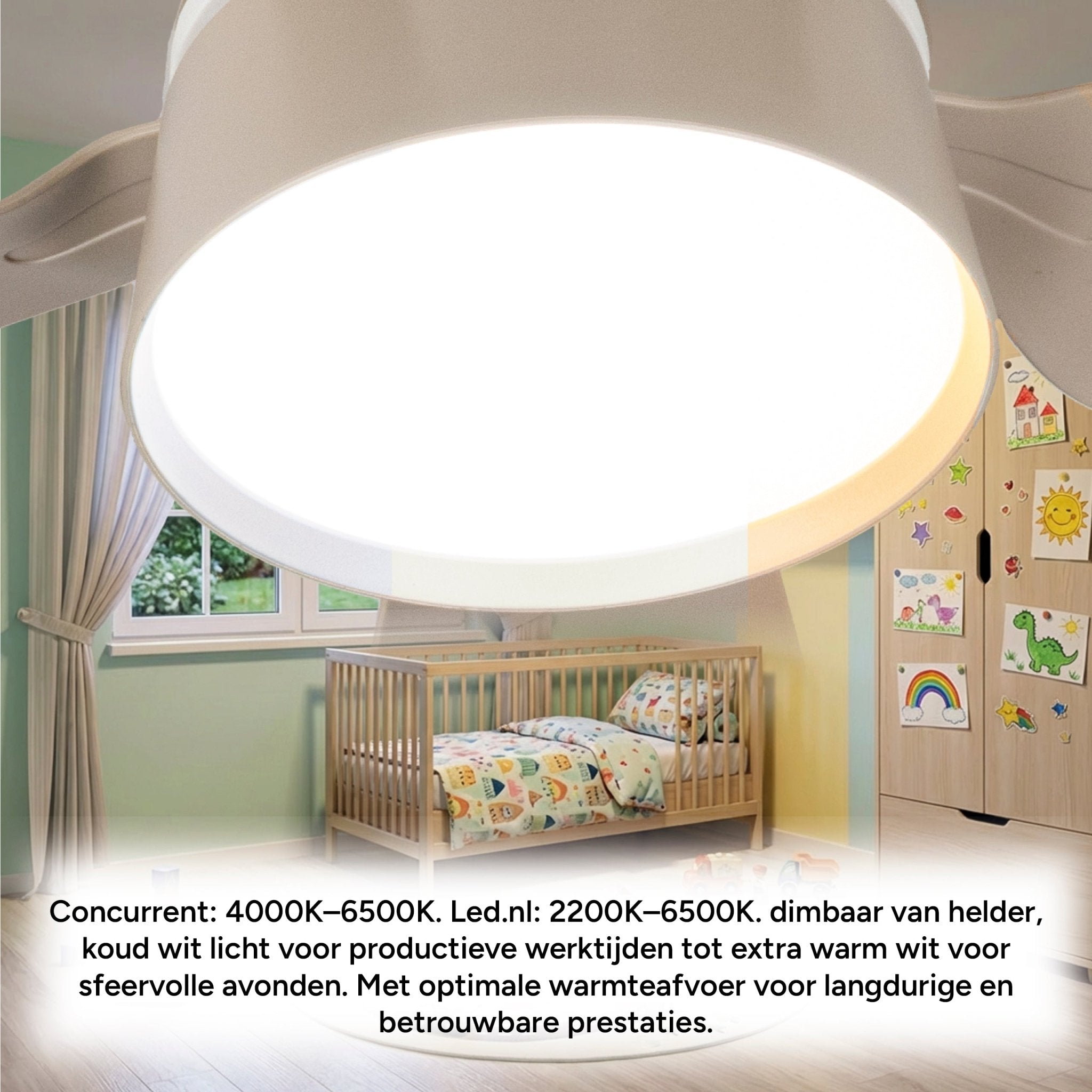 LED's Light Plafondventilator met lamp Taupe 25W 2600lm 2200K/6500K - 53cm Plafondventilatoren LED.nl