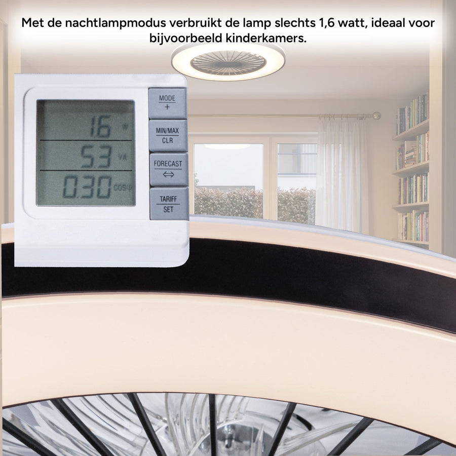 LED’s Light plafondventilator met verlichting 48 cm – Ventilatiesnelheid en bediening met afstandsbediening - Zwart Plafondventilatoren LED.nl