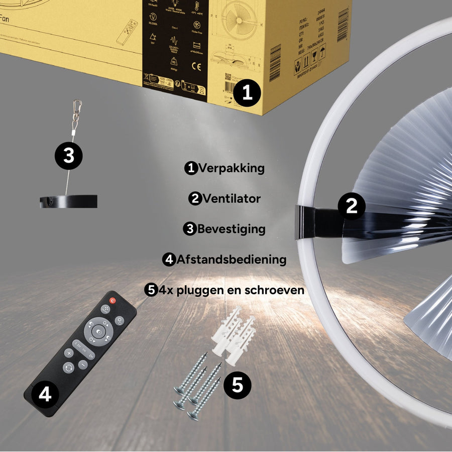 lidstore.shopckenventilator XL 74 cm - Bedienbar mit Fernbedienung - Schwarz - lidstore.shop