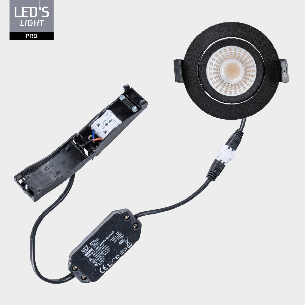 LED's Light PRO - 3 PACK - downlight inbouwspot Ø 68mm - Kantelbaar - Spatwaterdicht - Dim to Warm - Zwart LED.nl