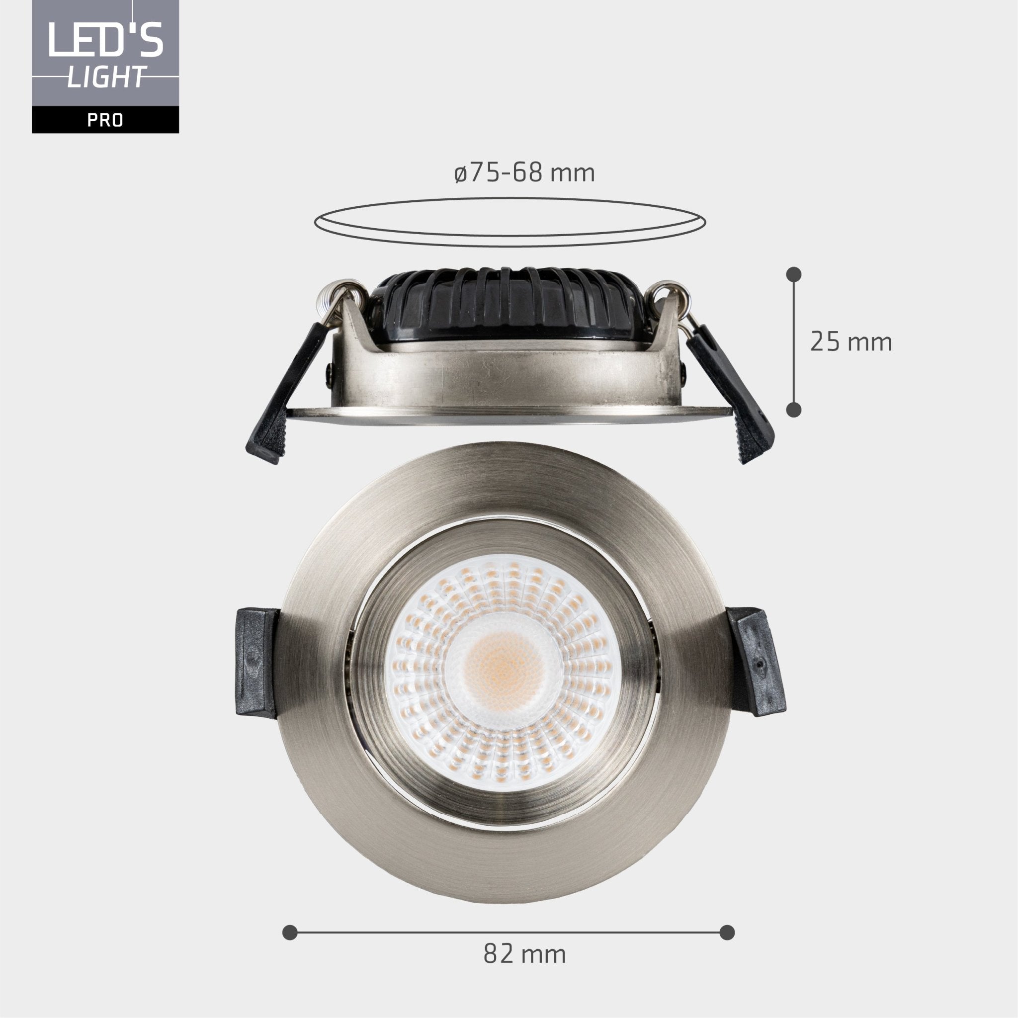 3 PACK - LED's Light PRO downlight inbouwspot Ø 68mm - Kantelbaar - Spatwaterdicht - Dim to Warm - RVS Inbouwspots LED.nl