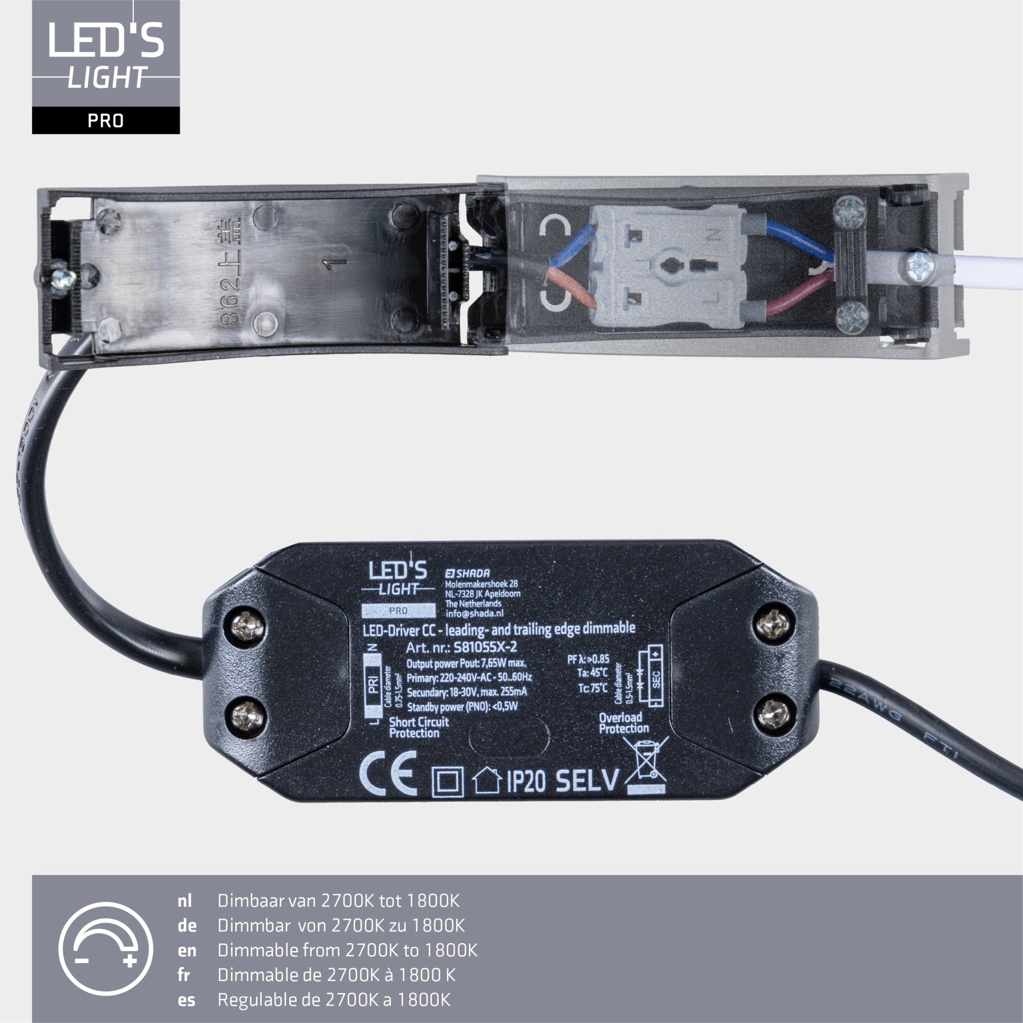 3 PACK - LED's Light PRO downlight inbouwspot Ø 68mm - Kantelbaar - Spatwaterdicht - Dim to Warm - RVS Inbouwspots LED.nl