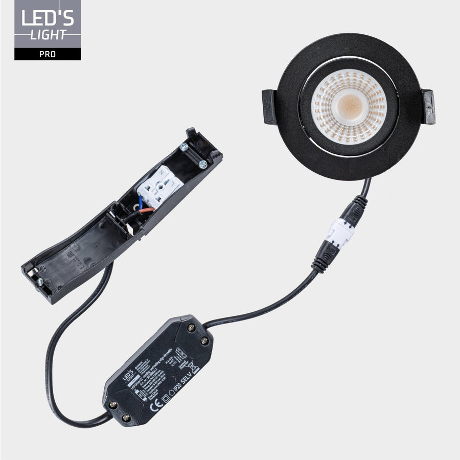 LED's Light PRO downlight inbouwspot Ø 68mm - Kantelbaar - Spatwaterdicht - Dim to Warm - Zwart Inbouwspots LED.nl