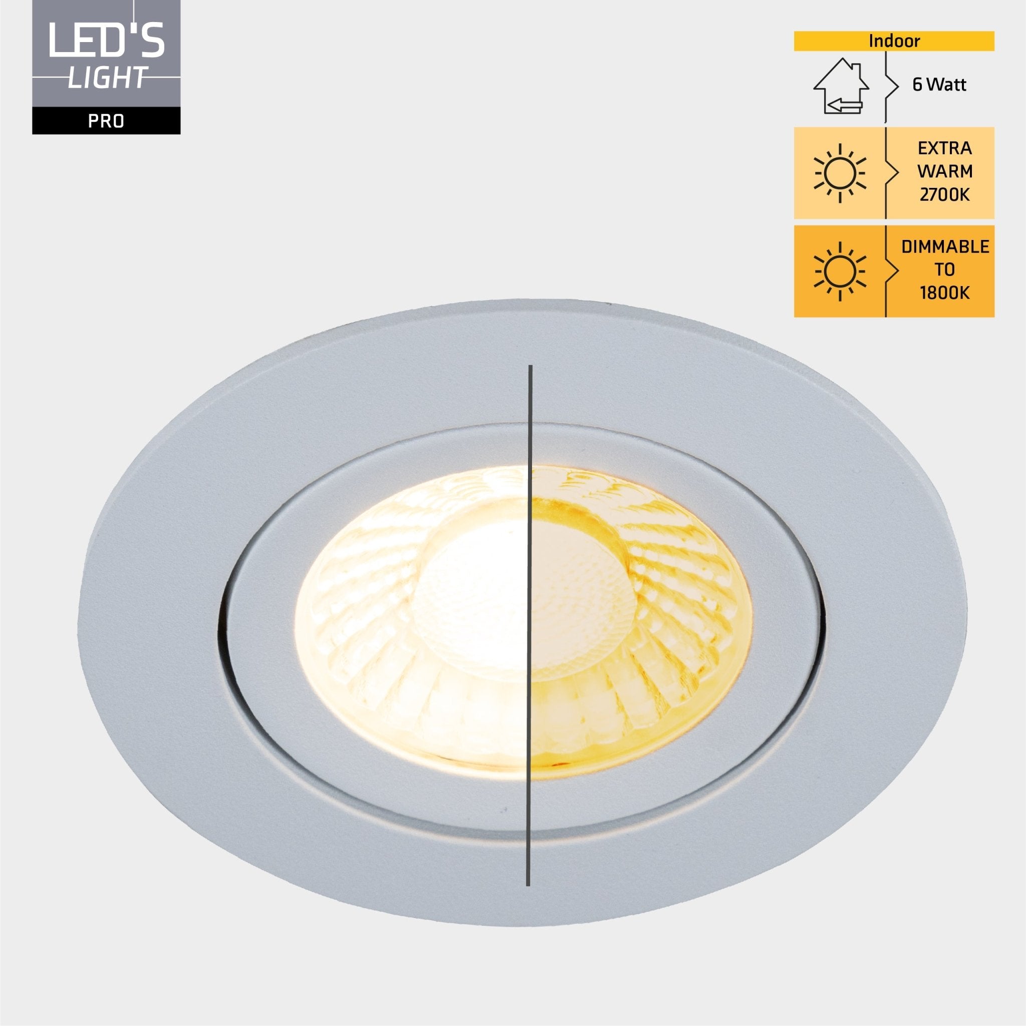 3 PACK - LED's Light PRO downlight inbouwspot Ø 68mm - Spatwaterdicht - Dimbaar - Universeel - Wit Inbouwspots LED.nl